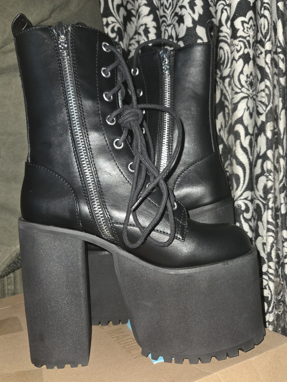 Current Mood Black Chunky Platform Lace-Up Boots